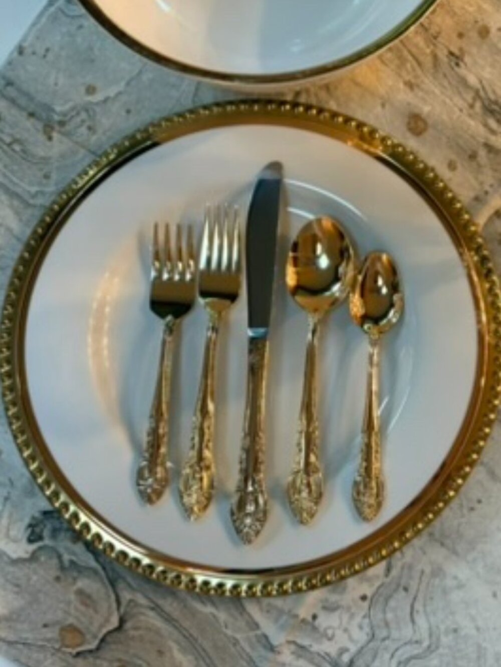 H.F. LTD Versailles 24kt Gold plated Stainless Flatware Set NWB